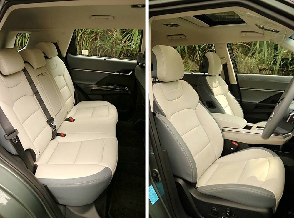 全車座椅以真皮包裹，前座附設電動調校及冷暖透氣功能。